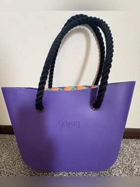 O Bag Authentic Italian Purple Tote with Zippered Insert